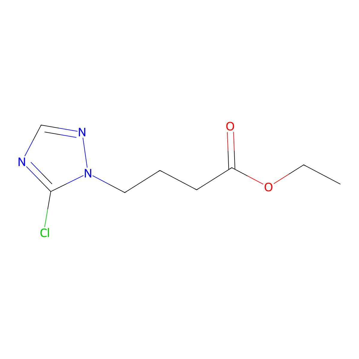 Ethyl 4-(5-chloro-1H-1,2,4-triazol-1-yl)butanoate molecular structure, CAS 1823842-92-7
