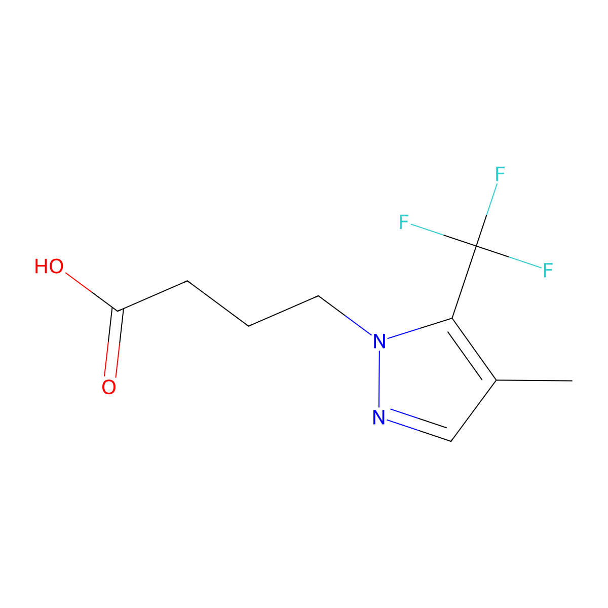 4-[4-Methyl-5-(trifluoromethyl)-1H-pyrazol-1-yl]butanoic acid molecular structure, CAS 1823843-08-8