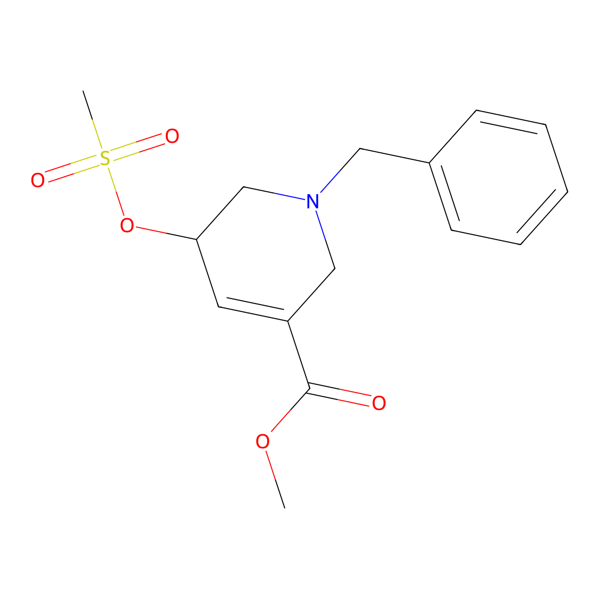 Methyl 1-benzyl-5-(methylsulfonyloxy)-1,2,5,6-tetrahydropyridine-3-carboxylate molecular structure, CAS 1823843-77-1