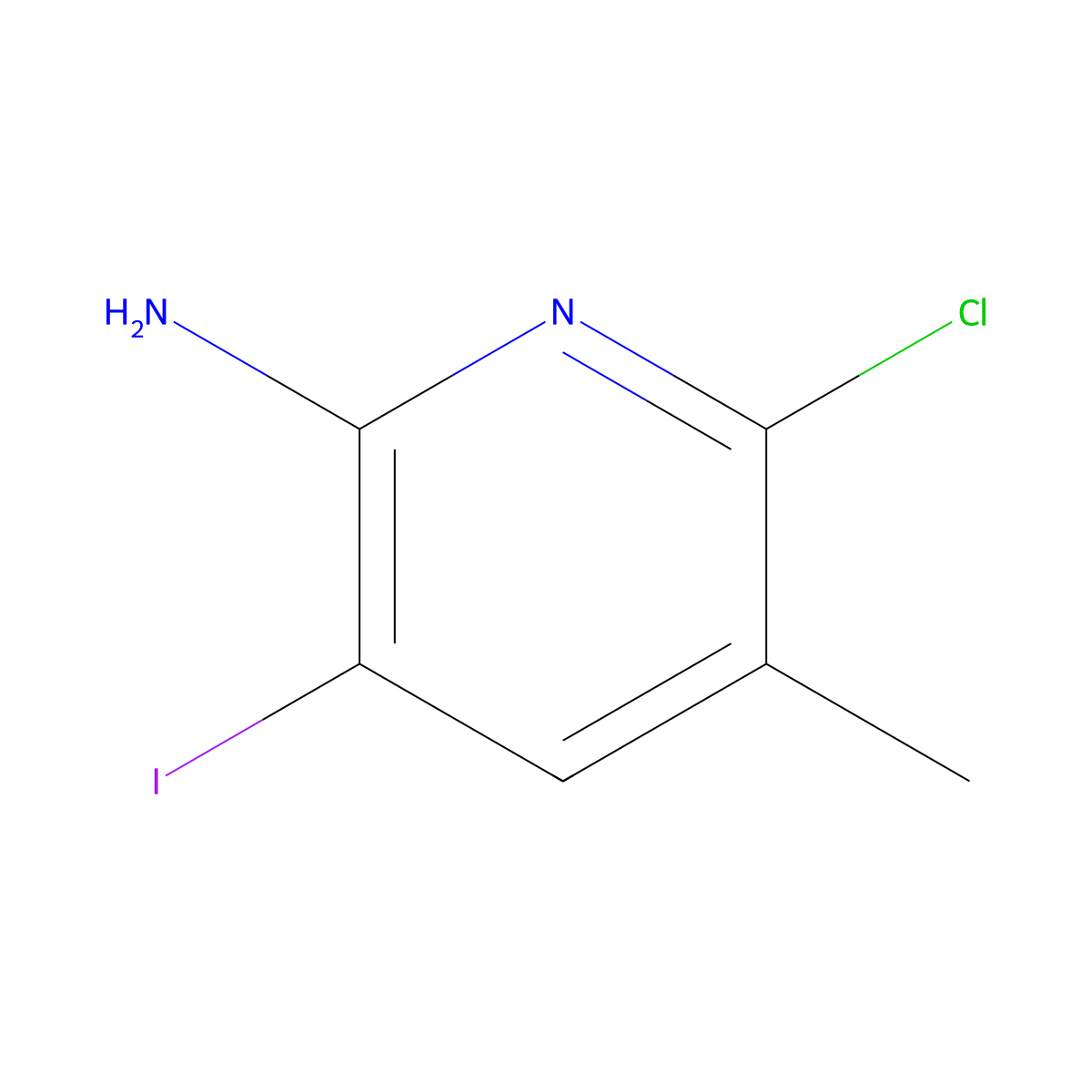 6-Chloro-3-iodo-5-methylpyridin-2-amine molecular structure, CAS 1823844-56-9