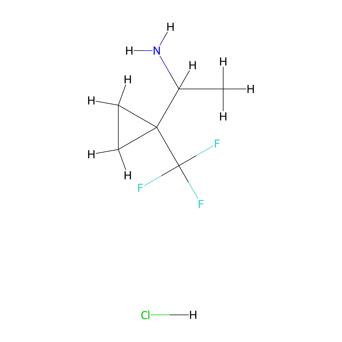 1-(1-(Trifluoromethyl)cyclopropyl)ethan-1-amine hydrochloride molecular structure, CAS 1823846-51-0