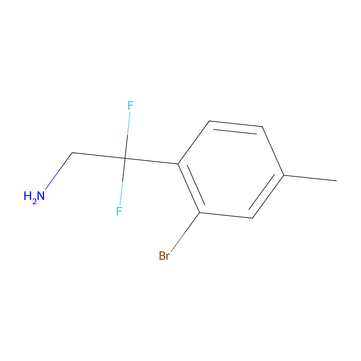 2-(2-Bromo-4-methylphenyl)-2,2-difluoroethan-1-amine molecular structure, CAS 1823847-77-3