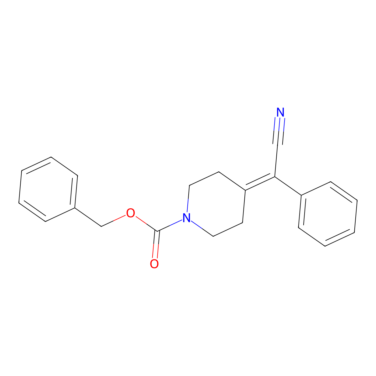 Benzyl 4-[cyano(phenyl)methylidene]piperidine-1-carboxylate molecular structure, CAS 1823848-75-4