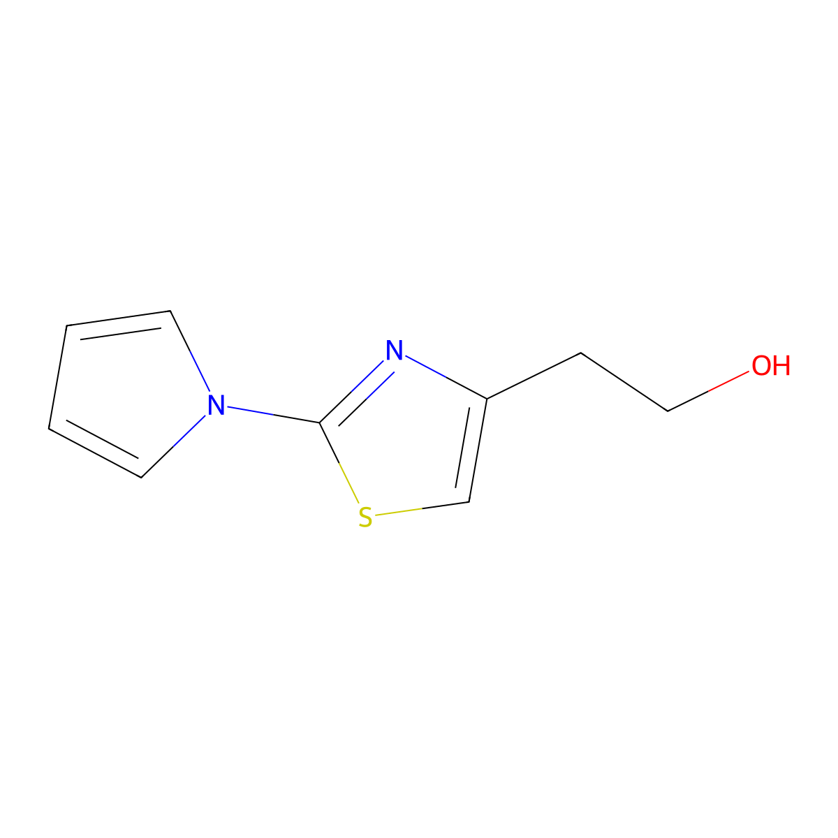 2-[2-(1H-pyrrol-1-yl)-1,3-thiazol-4-yl]ethanol molecular structure, CAS 1823850-05-0
