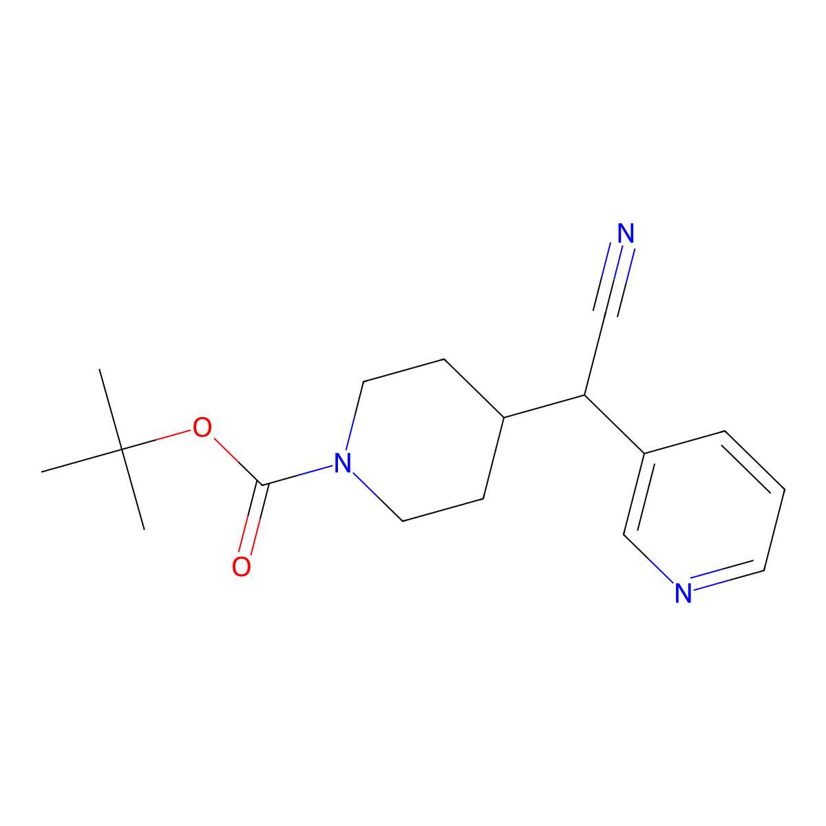 Tert-butyl 4-(cyano(pyridin-3-yl)methyl)piperidine-1-carboxylate molecular structure, CAS 1823853-83-3