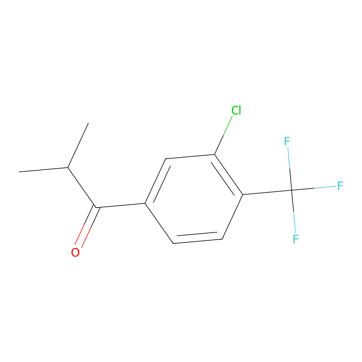 1-(3-Chloro-4-(trifluoromethyl)phenyl)-2-methylpropan-1-one molecular structure, CAS 1823854-56-3