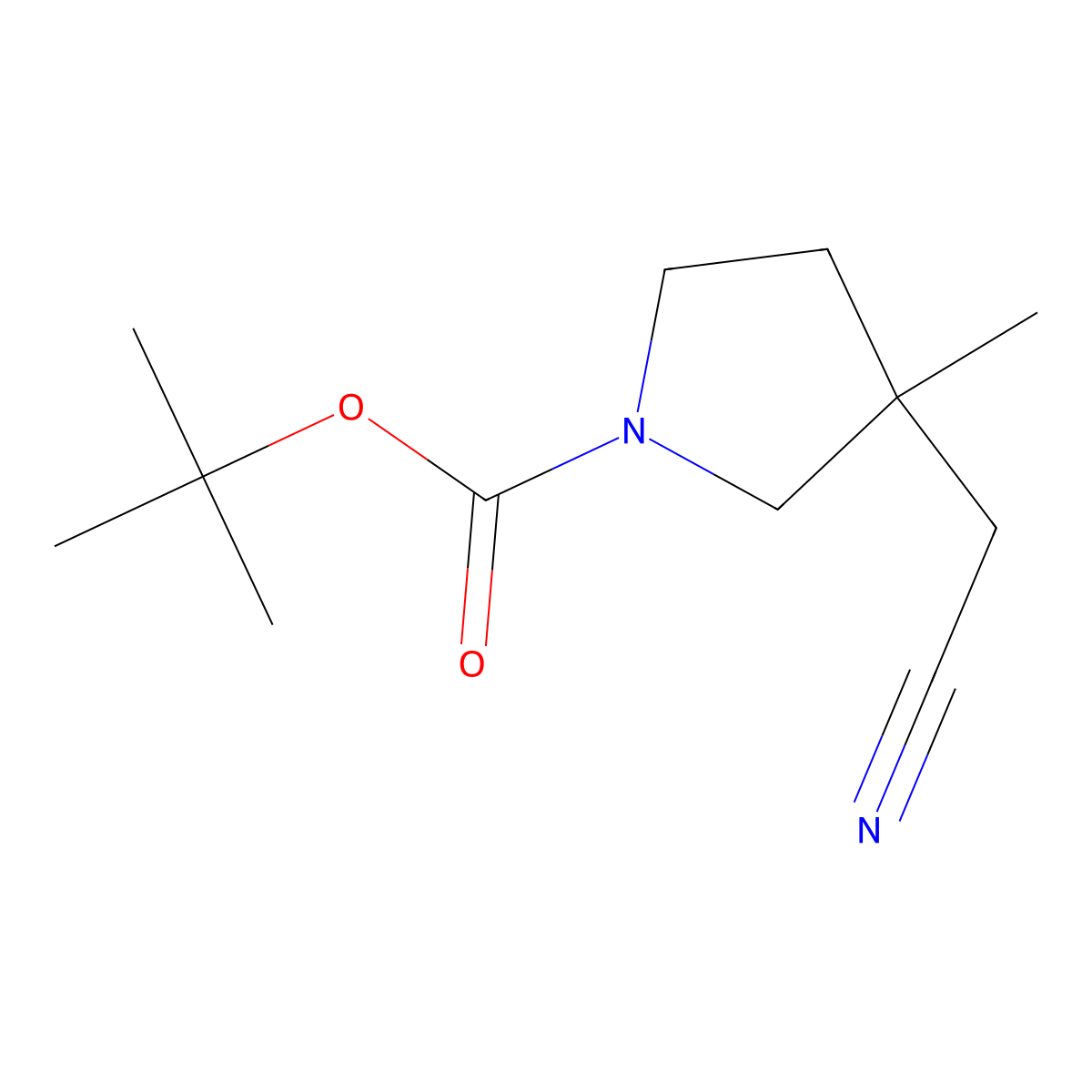 Tert-butyl 3-(cyanomethyl)-3-methylpyrrolidine-1-carboxylate molecular structure, CAS 1823856-37-6
