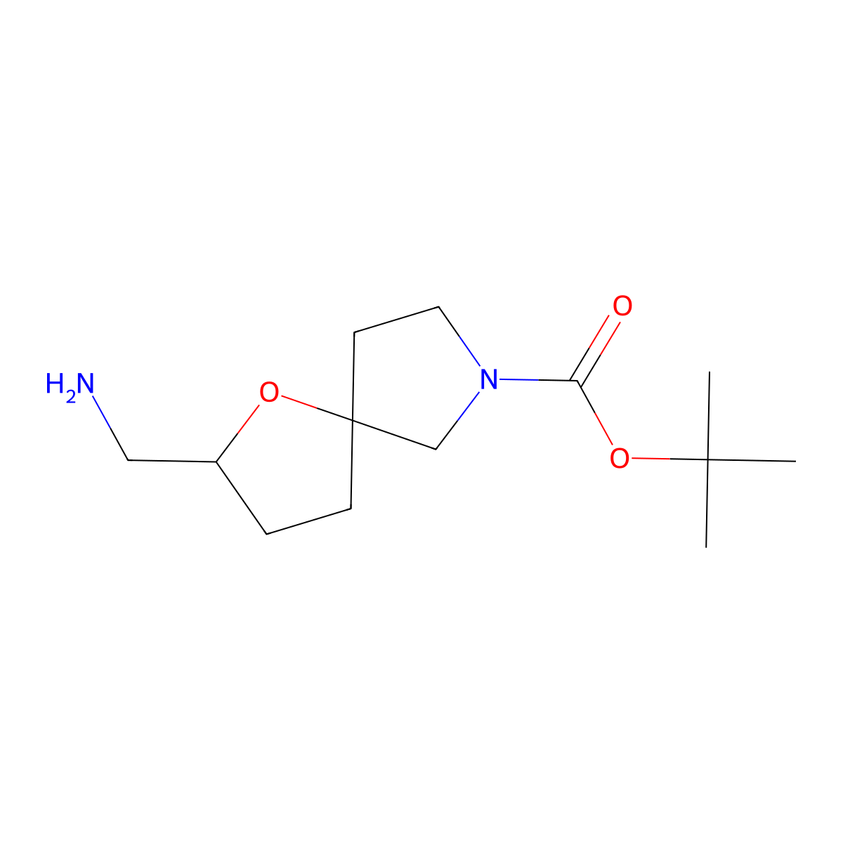 tert-Butyl 2-(aminomethyl)-1-oxa-7-azaspiro[4.4]nonane-7-carboxylate molecular structure, CAS 1823856-70-7