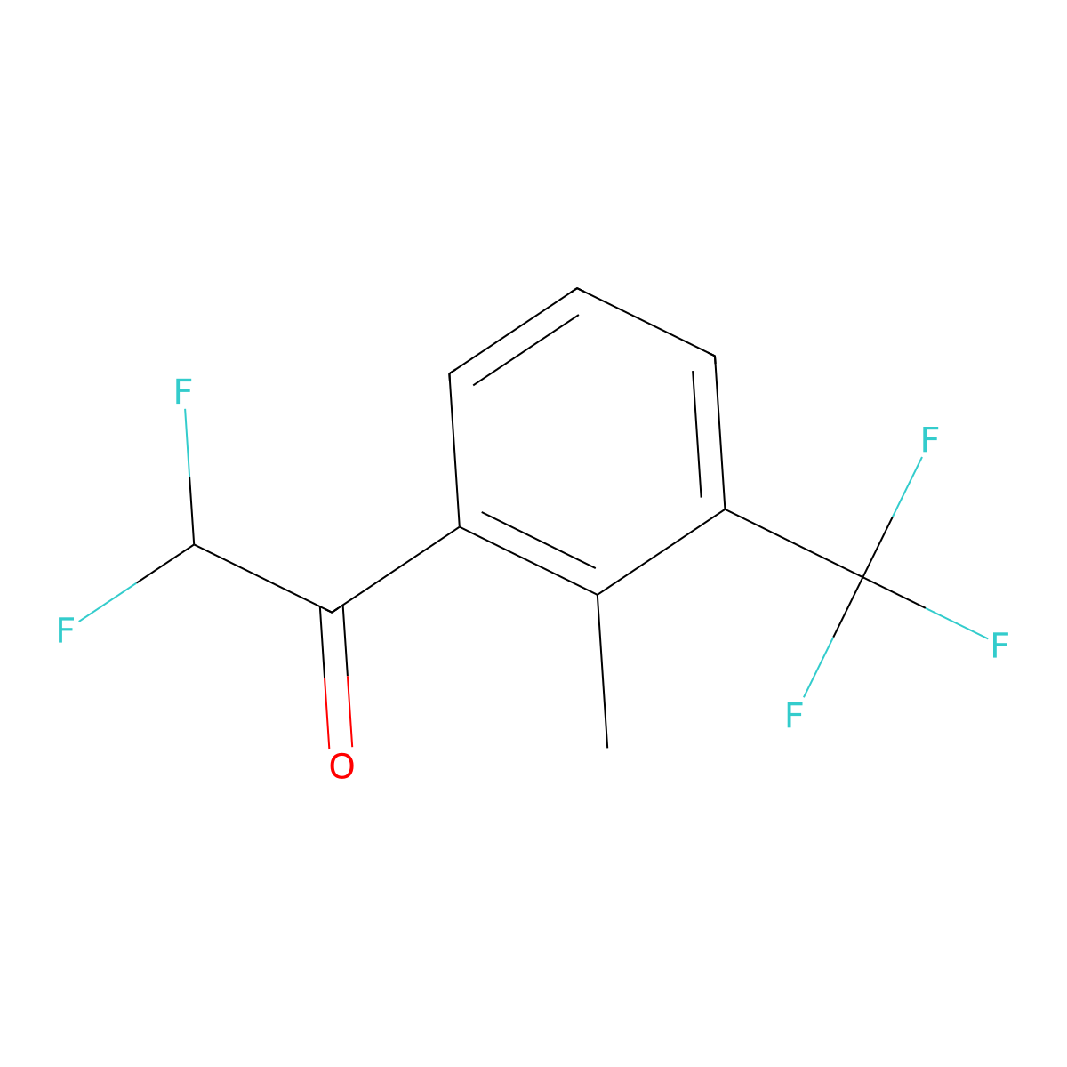 2,2-Difluoro-1-(2-methyl-3-(trifluoromethyl)phenyl)ethanone molecular structure, CAS 1823859-75-1