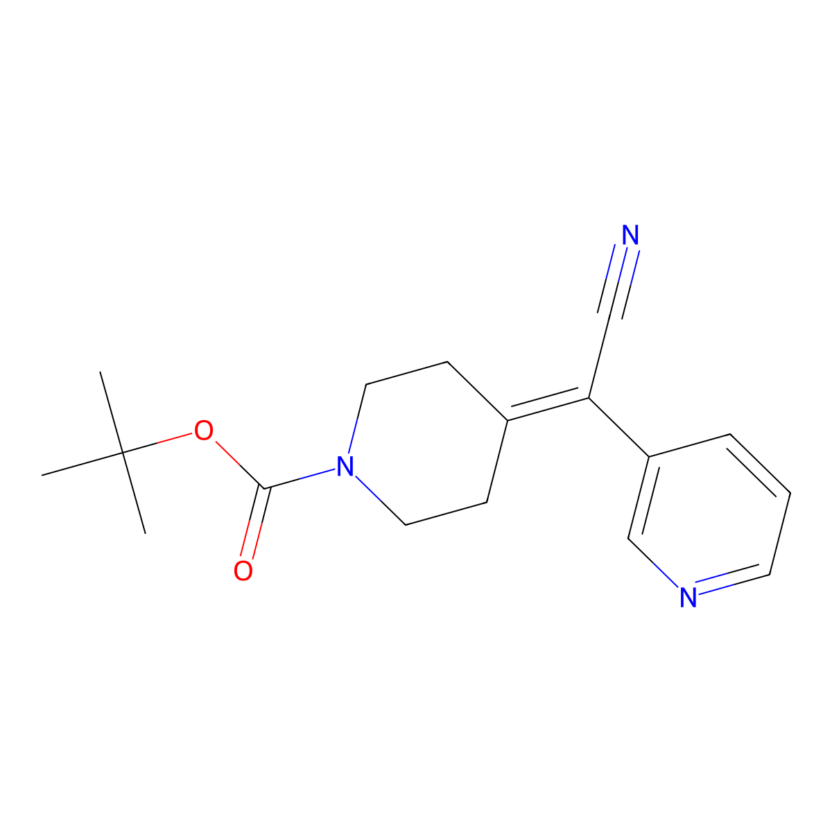 Tert-butyl 4-(cyano(pyridin-3-yl)methylene)piperidine-1-carboxylate molecular structure, CAS 1823859-80-8