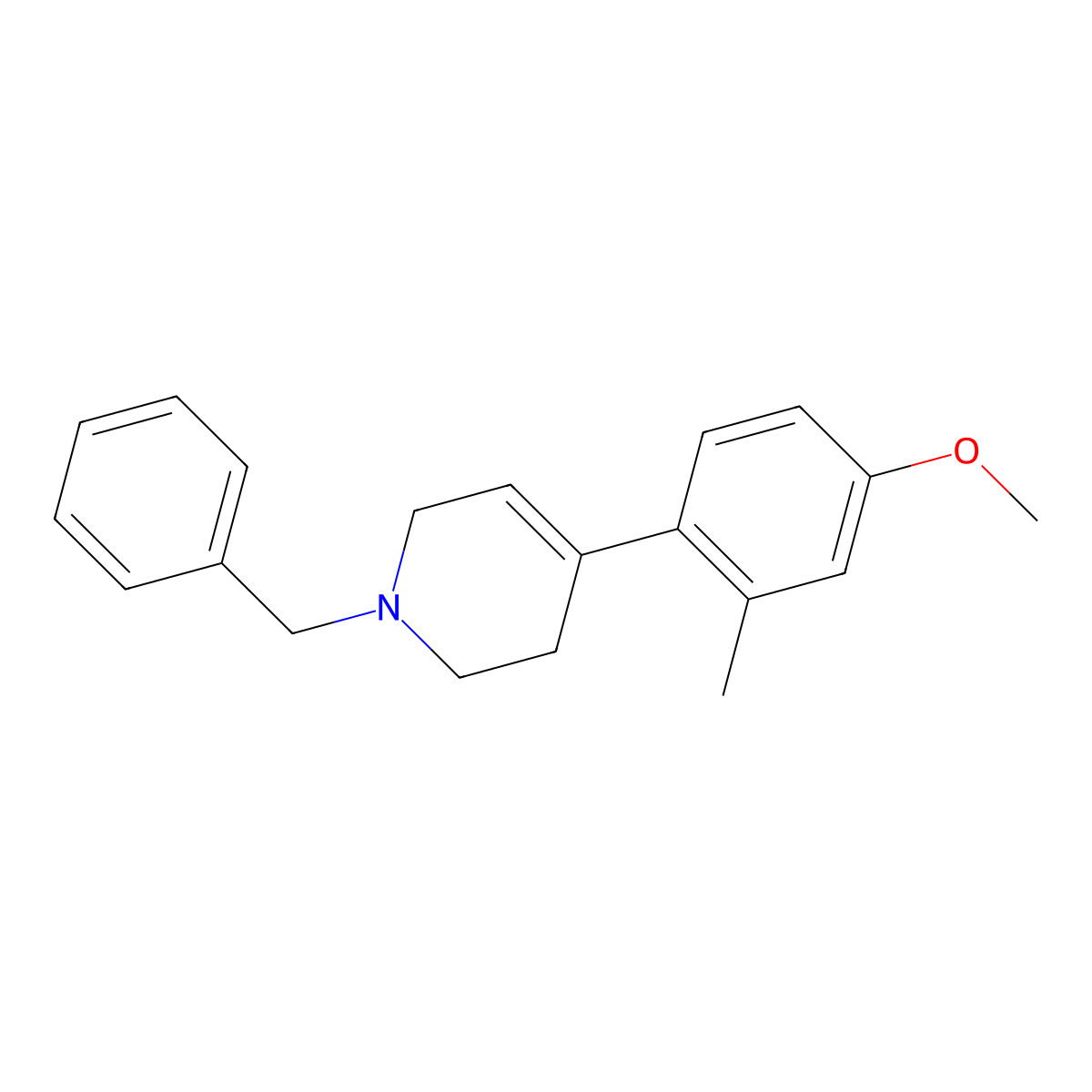 1,2,3,6-Tetrahydro-4-(4-methoxy-2-methylphenyl)-1-(phenylmethyl)pyridine molecular structure, CAS 1823860-76-9