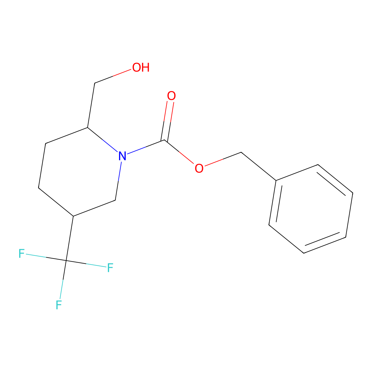 Benzyl 2-(hydroxymethyl)-5-(trifluoromethyl)piperidine-1-carboxylate molecular structure, CAS 1823861-80-8