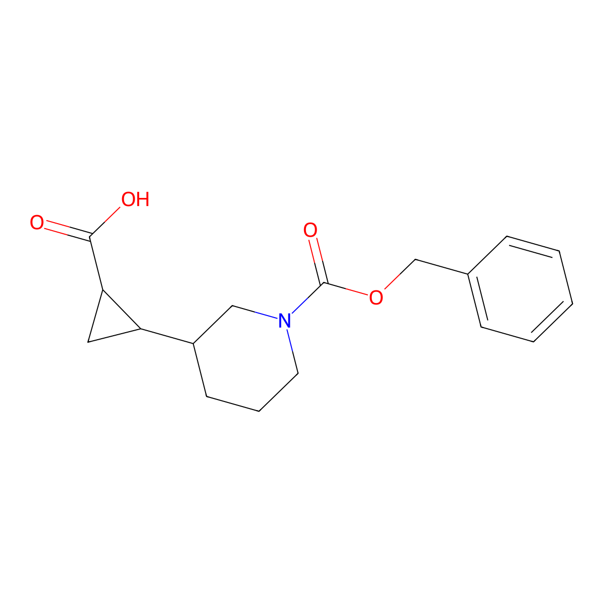 2-{1-[(Benzyloxy)carbonyl]piperidin-3-yl}cyclopropane-1-carboxylic acid molecular structure, CAS 1823861-99-9