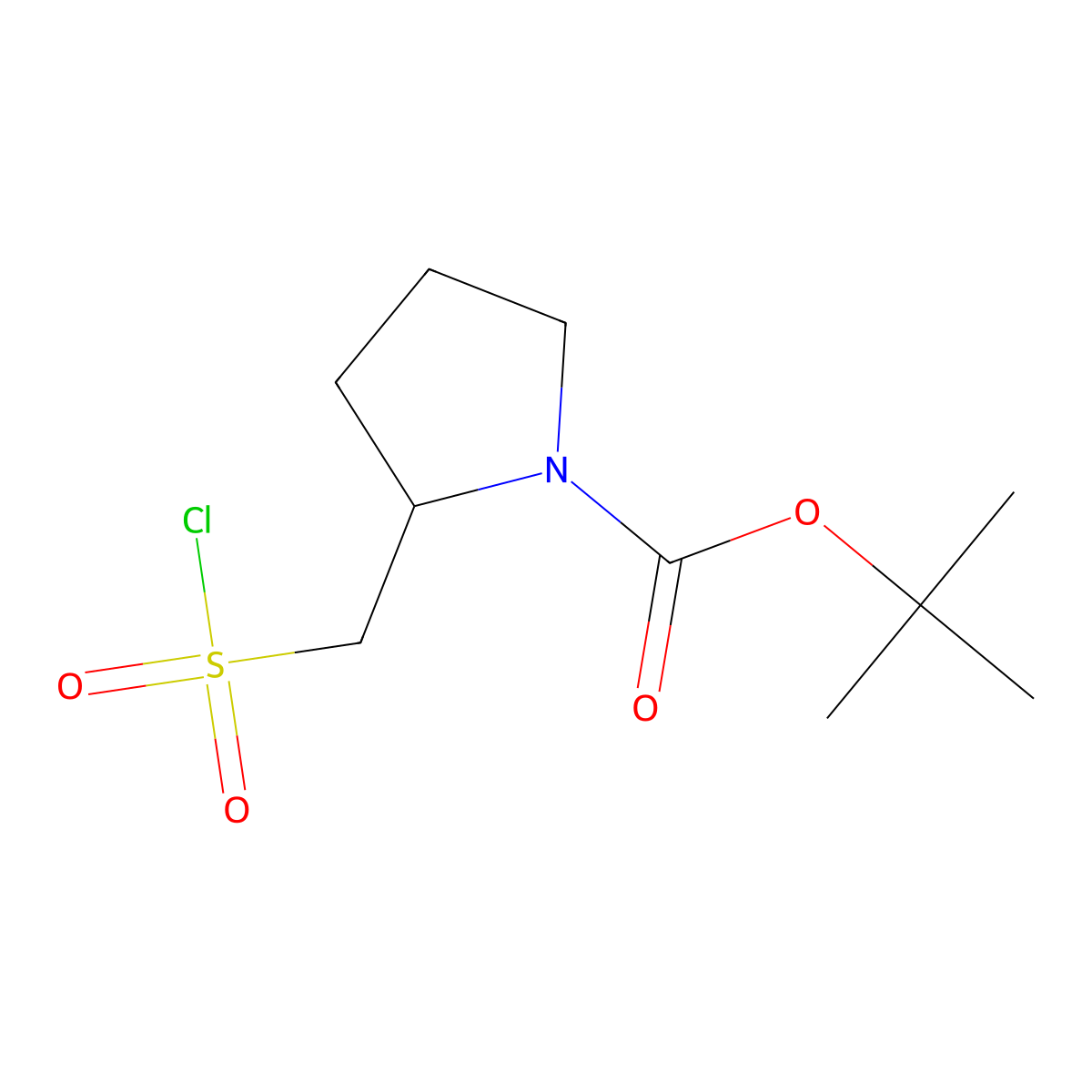 Tert-butyl 2-[(chlorosulfonyl)methyl]pyrrolidine-1-carboxylate molecular structure, CAS 1823862-00-5