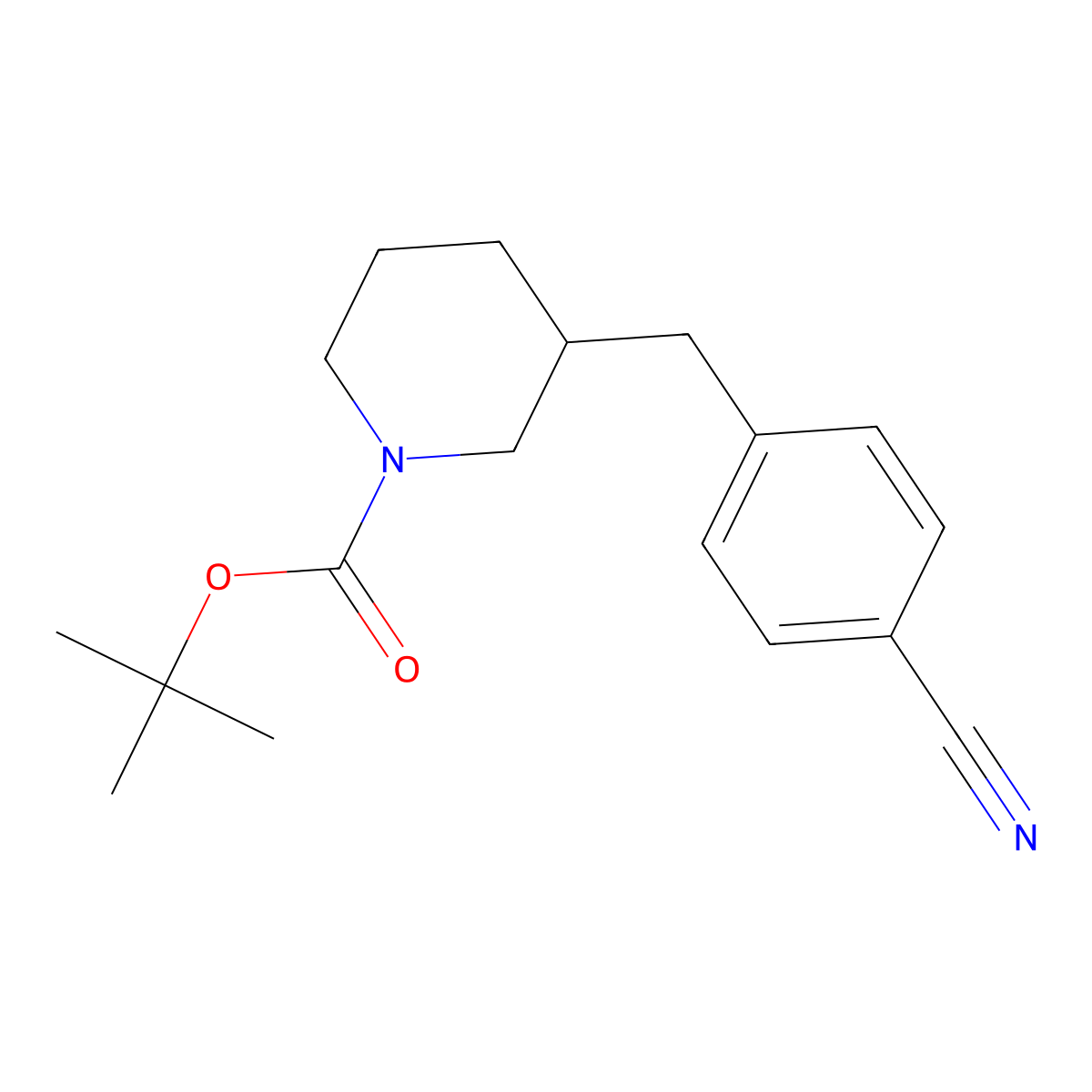 Tert-butyl 3-[(4-cyanophenyl)methyl]piperidine-1-carboxylate molecular structure, CAS 1823862-11-8