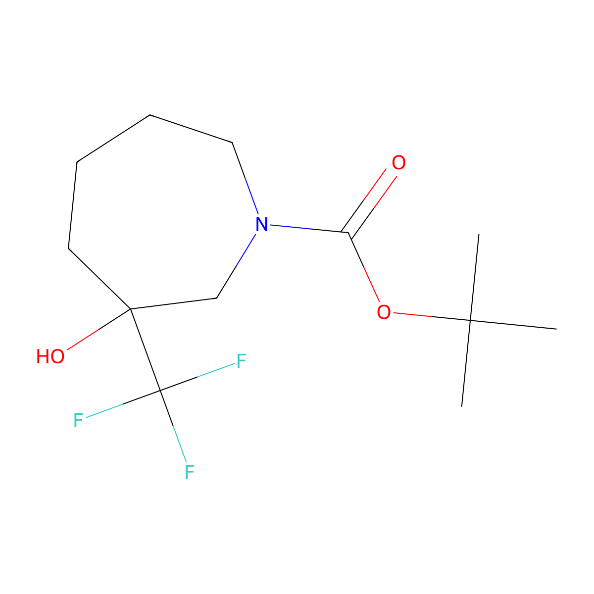 tert-Butyl 3-hydroxy-3-(trifluoromethyl)azepane-1-carboxylate molecular structure, CAS 1823863-12-2