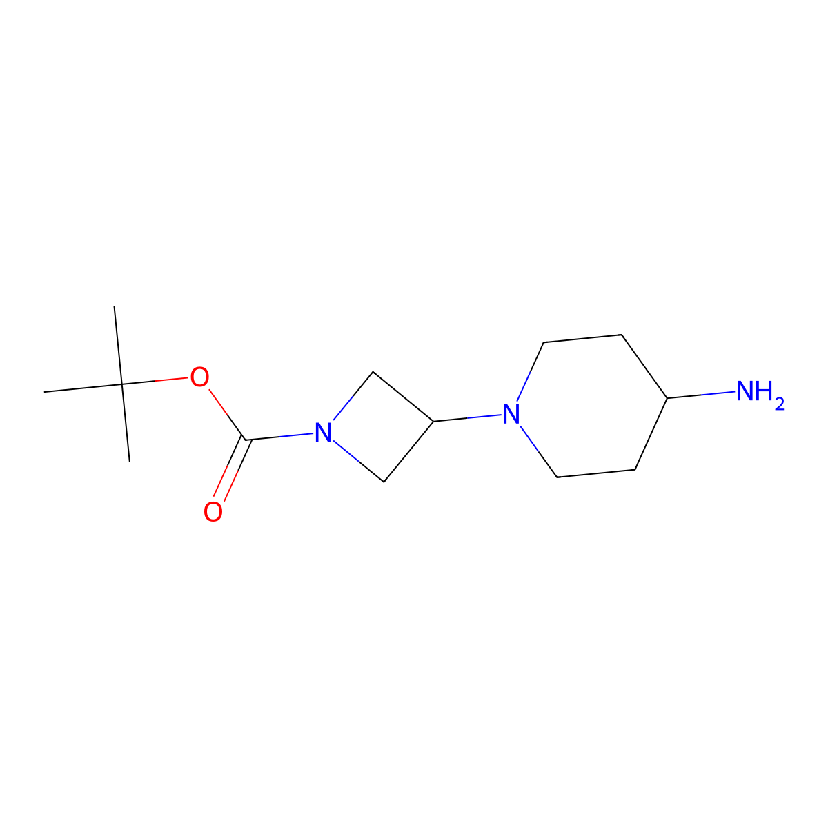 Tert-butyl 3-(4-amino-1-piperidyl)azetidine-1-carboxylate molecular structure, CAS 1823863-13-3