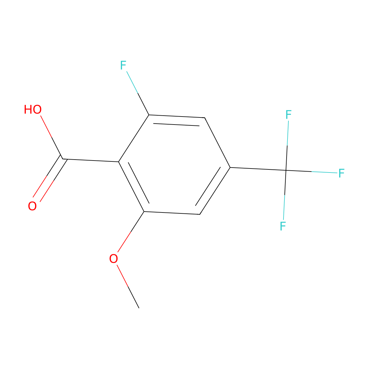 2-Fluoro-6-methoxy-4-(trifluoromethyl)benzoic acid molecular structure, CAS 1823863-29-1