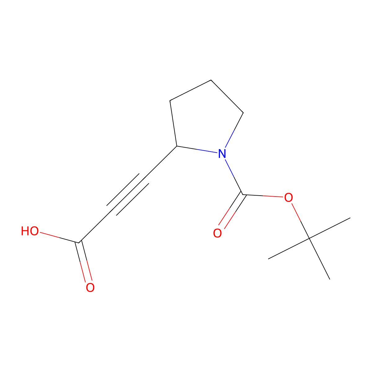 3-{1-[(Tert-butoxy)carbonyl]pyrrolidin-2-yl}prop-2-ynoic acid molecular structure, CAS 1823864-13-6