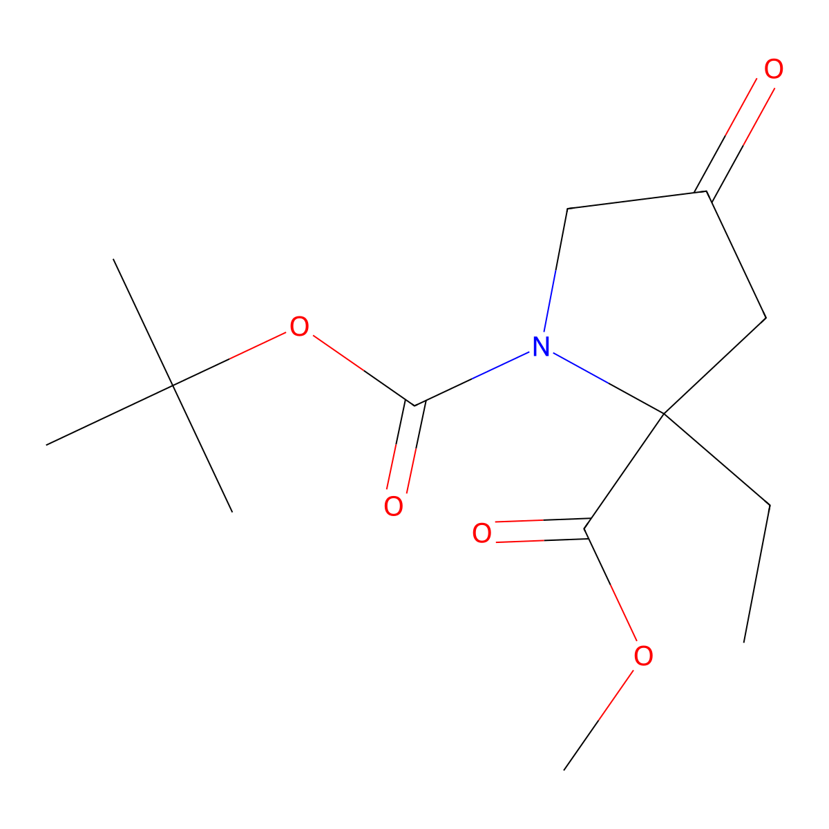1-tert-butyl 2-Methyl 2-ethyl-4-oxopyrrolidine-1,2-dicarboxylate molecular structure, CAS 1823864-65-8