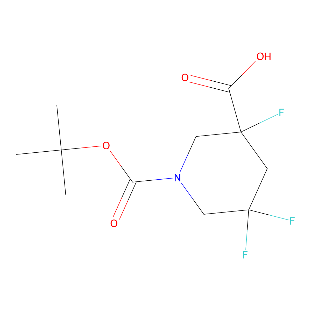 1-(tert-Butoxycarbonyl)-3,5,5-trifluoropiperidine-3-carboxylic acid molecular structure, CAS 1823865-48-0