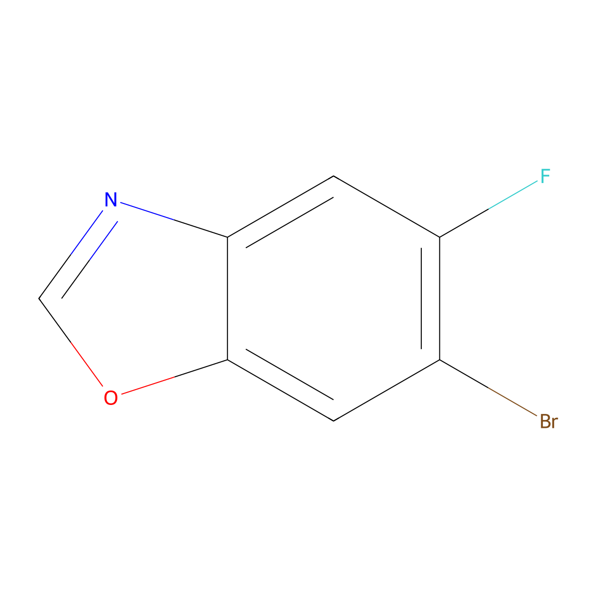 6-Bromo-5-fluoro-1,3-benzoxazole molecular structure, CAS 1823865-49-1