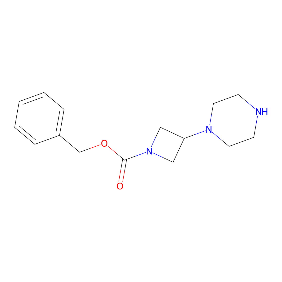 Benzyl 3-(piperazin-1-yl)azetidine-1-carboxylate molecular structure, CAS 1823866-44-9