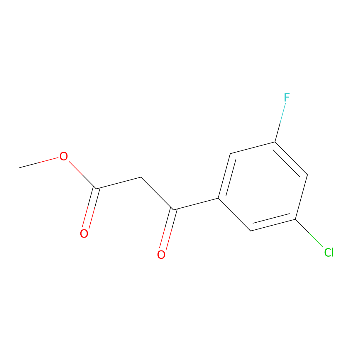 Methyl 3-(3-chloro-5-fluorophenyl)-3-oxopropanoate molecular structure, CAS 1823866-50-7