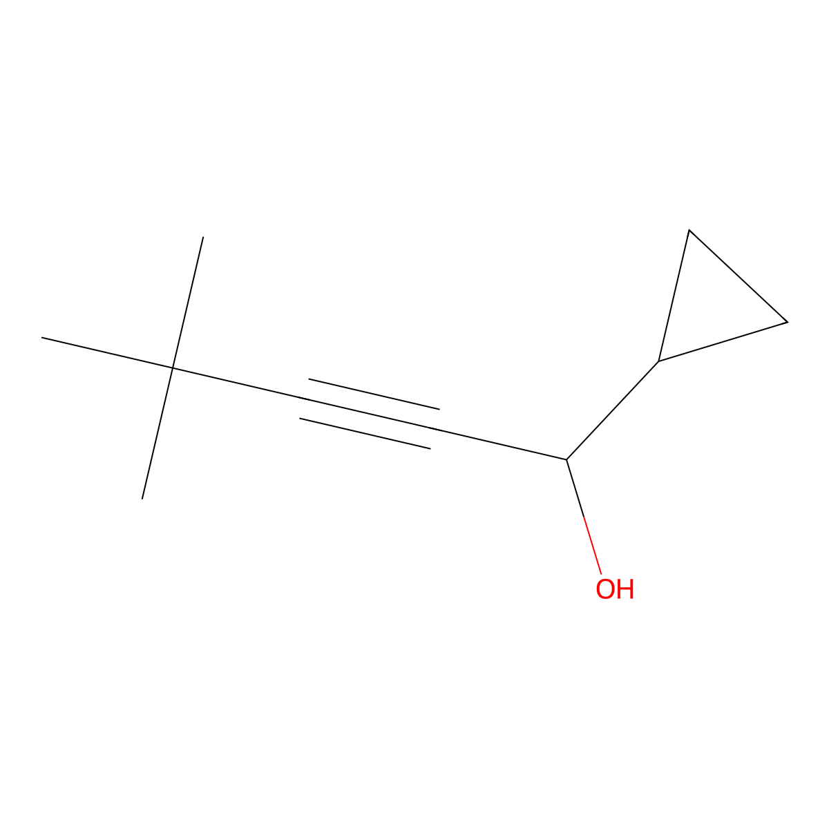 alpha-(3,3-Dimethyl-1-butyn-1-yl)cyclopropanemethanol molecular structure, CAS 1823866-54-1