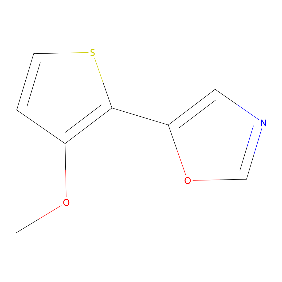 5-(3-Methoxythien-2-yl)-1,3-oxazole molecular structure, CAS 1823869-45-9