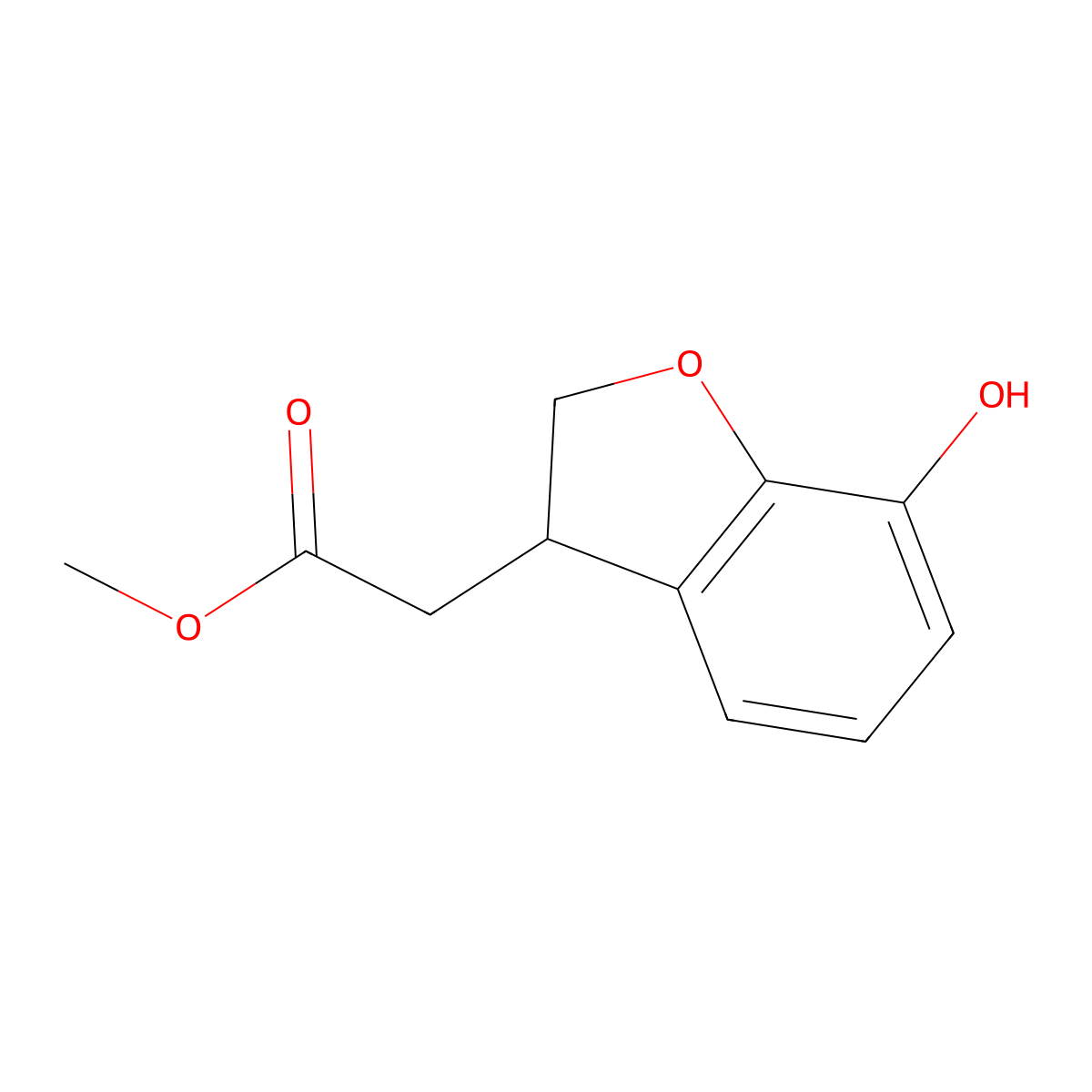 (7-Hydroxy-2,3-dihydro-benzofuran-3-yl)-acetic acid methyl ester molecular structure, CAS 1823869-59-5