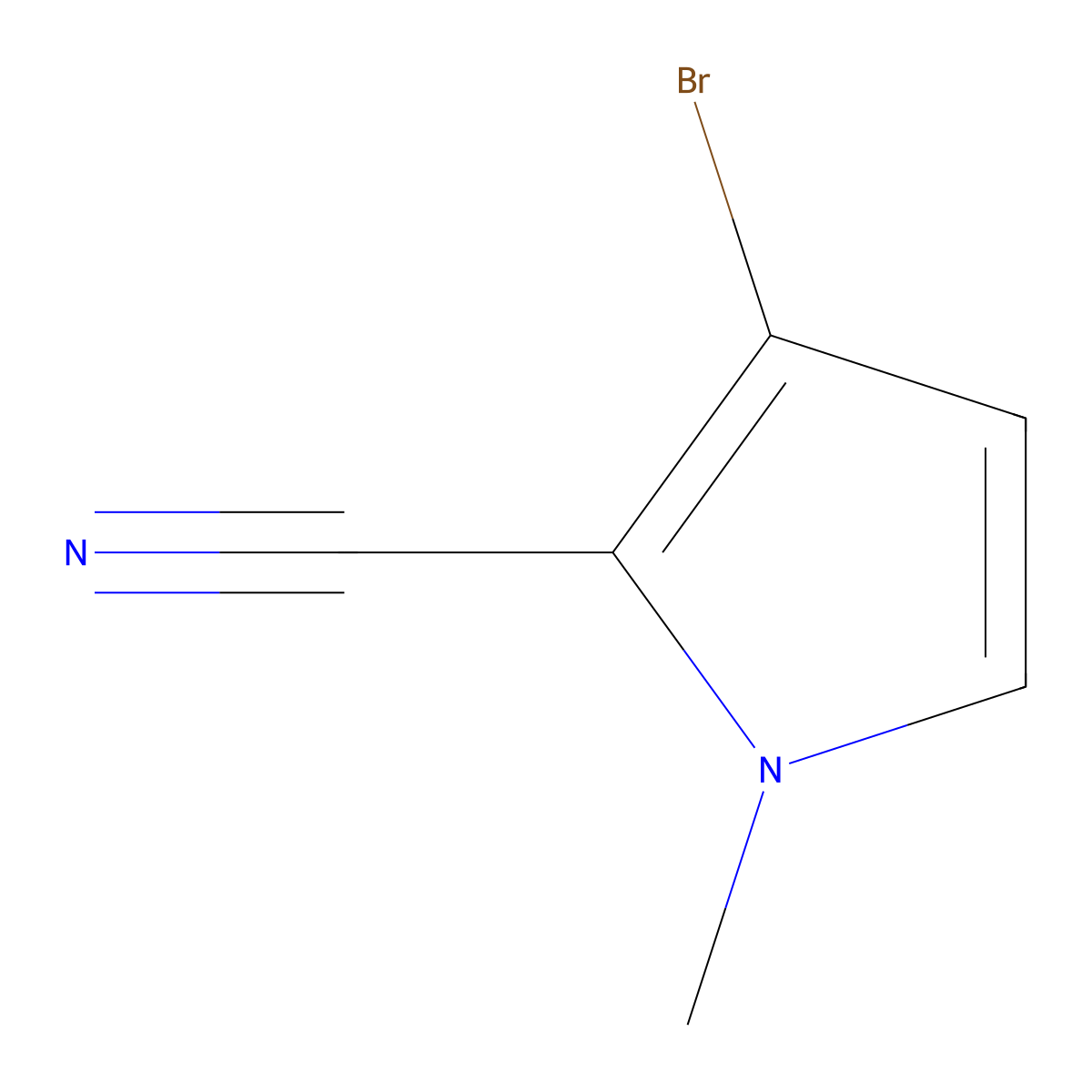 3-bromo-1-methyl-1H-pyrrole-2-carbonitrile molecular structure, CAS 1823870-54-7