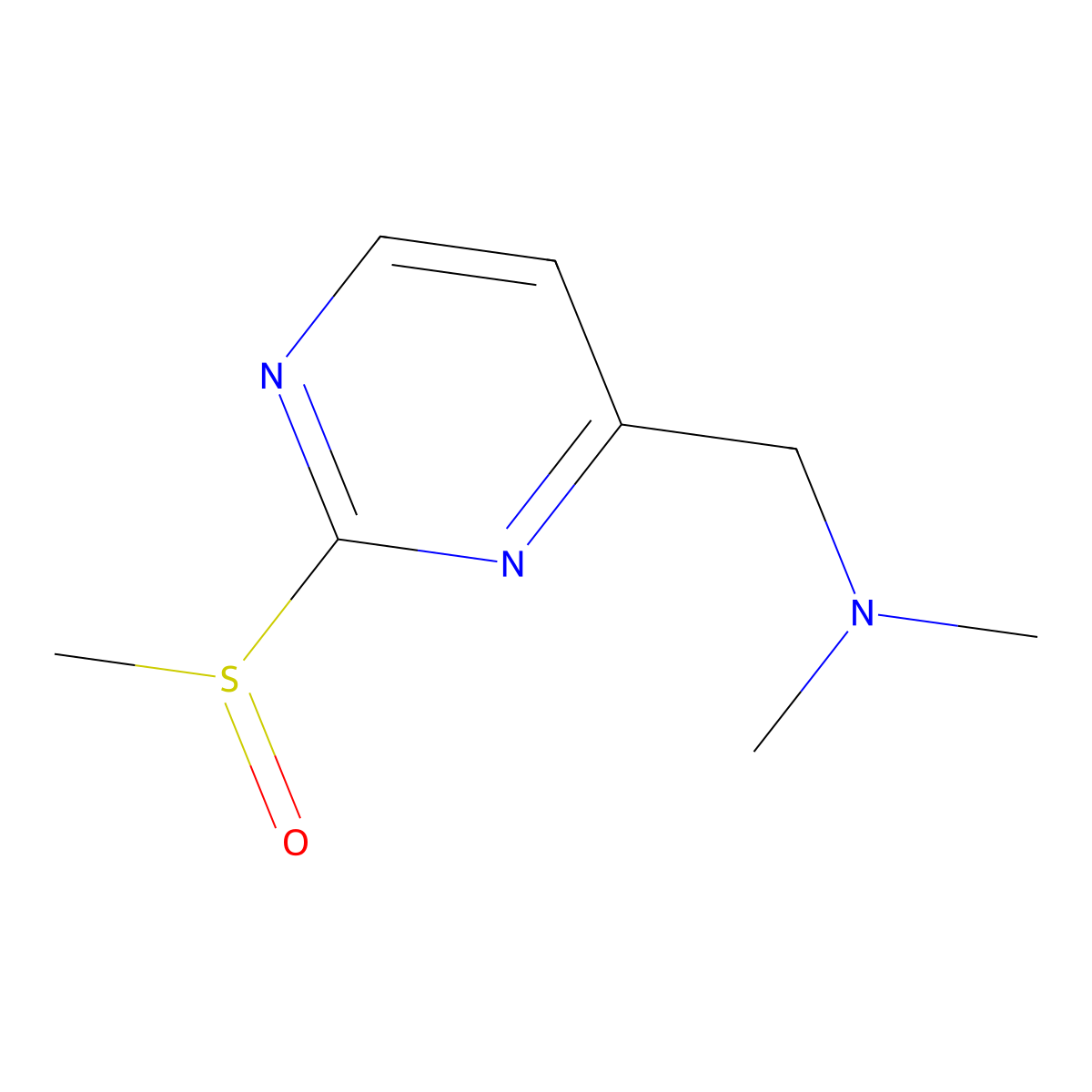 N,N-Dimethyl-1-(2-(methylsulfinyl)pyrimidin-4-yl)methanamine molecular structure, CAS 1823870-62-7