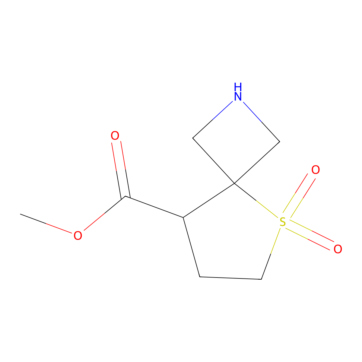 Methyl 5-thia-2-azaspiro[3.4]octane-8-carboxylate 5,5-dioxide molecular structure, CAS 1823871-37-9
