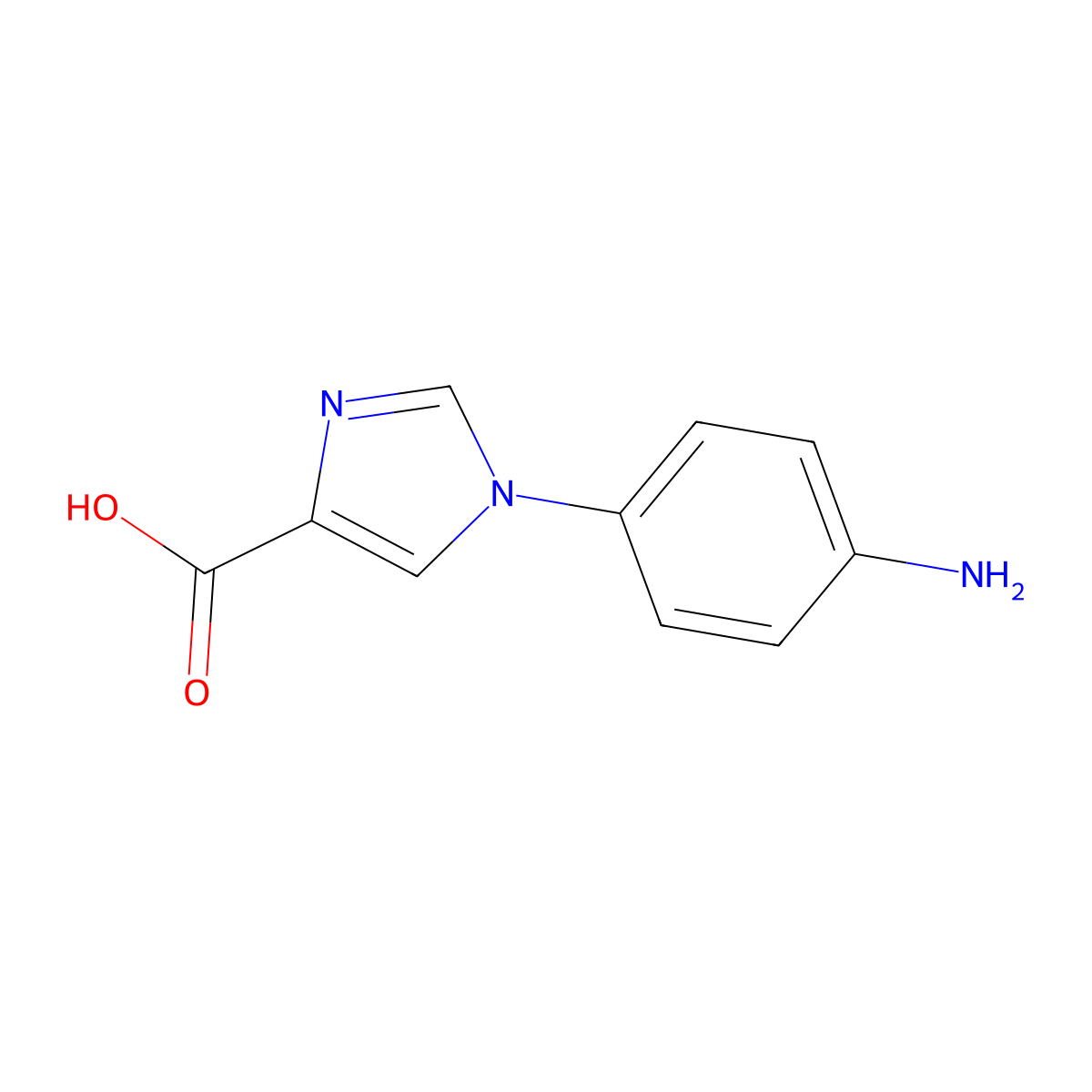 1-(4-aminophenyl)-1H-imidazole-4-carboxylic acid molecular structure, CAS 1823871-61-9