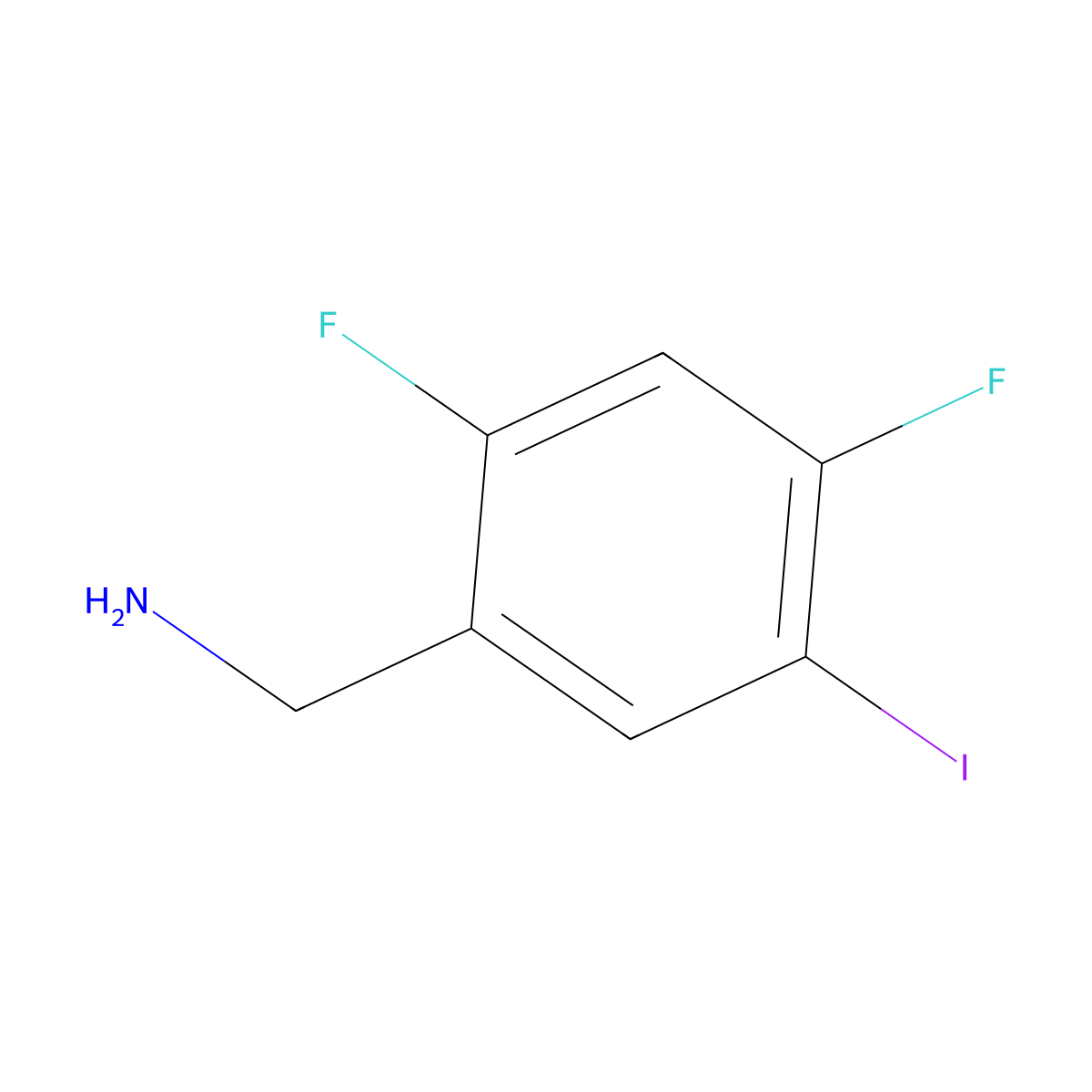 (2,4-Difluoro-5-iodophenyl)methanamine molecular structure, CAS 1823871-77-7