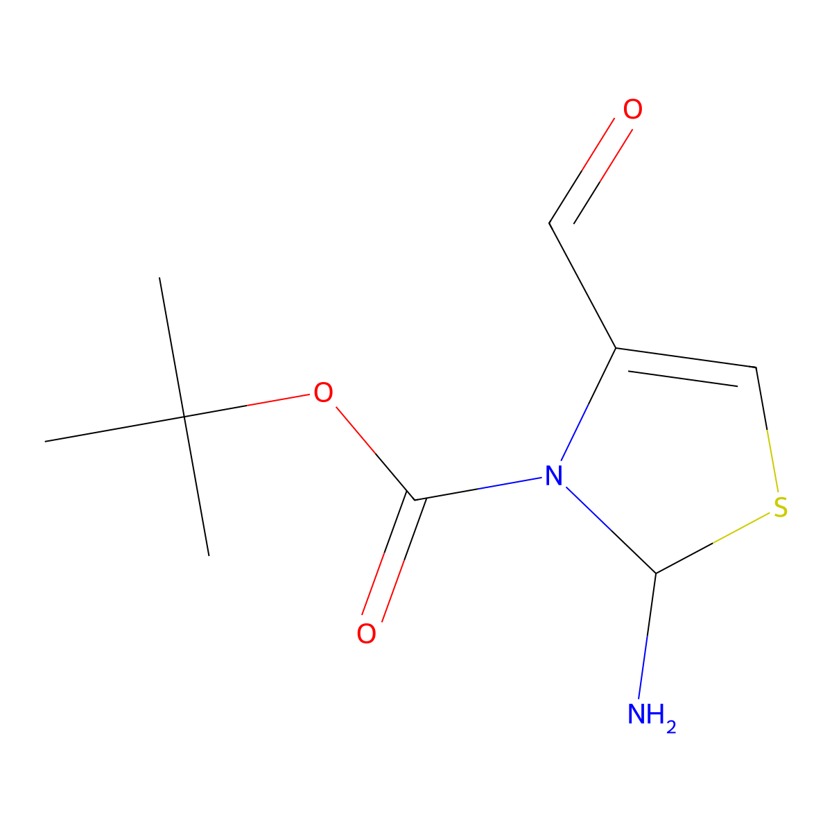 Tert-butyl 2-amino-4-formylthiazole-3(2H)-carboxylate molecular structure, CAS 1823872-01-0
