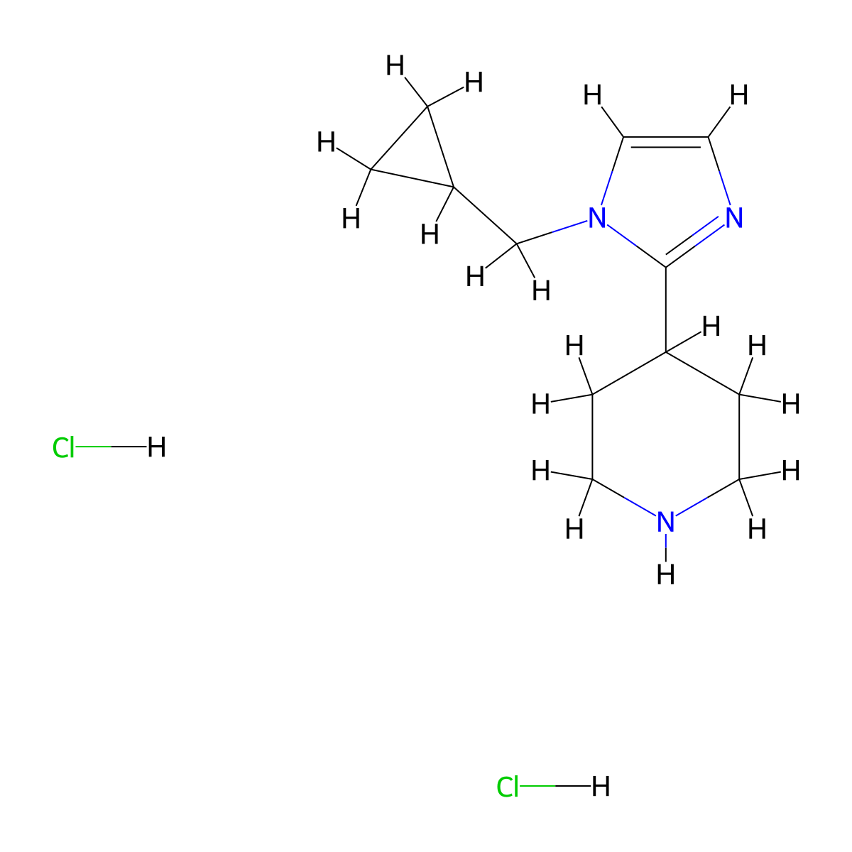 4-[1-(cyclopropylmethyl)-1H-imidazol-2-yl]piperidine dihydrochloride molecular structure, CAS 1823872-18-9