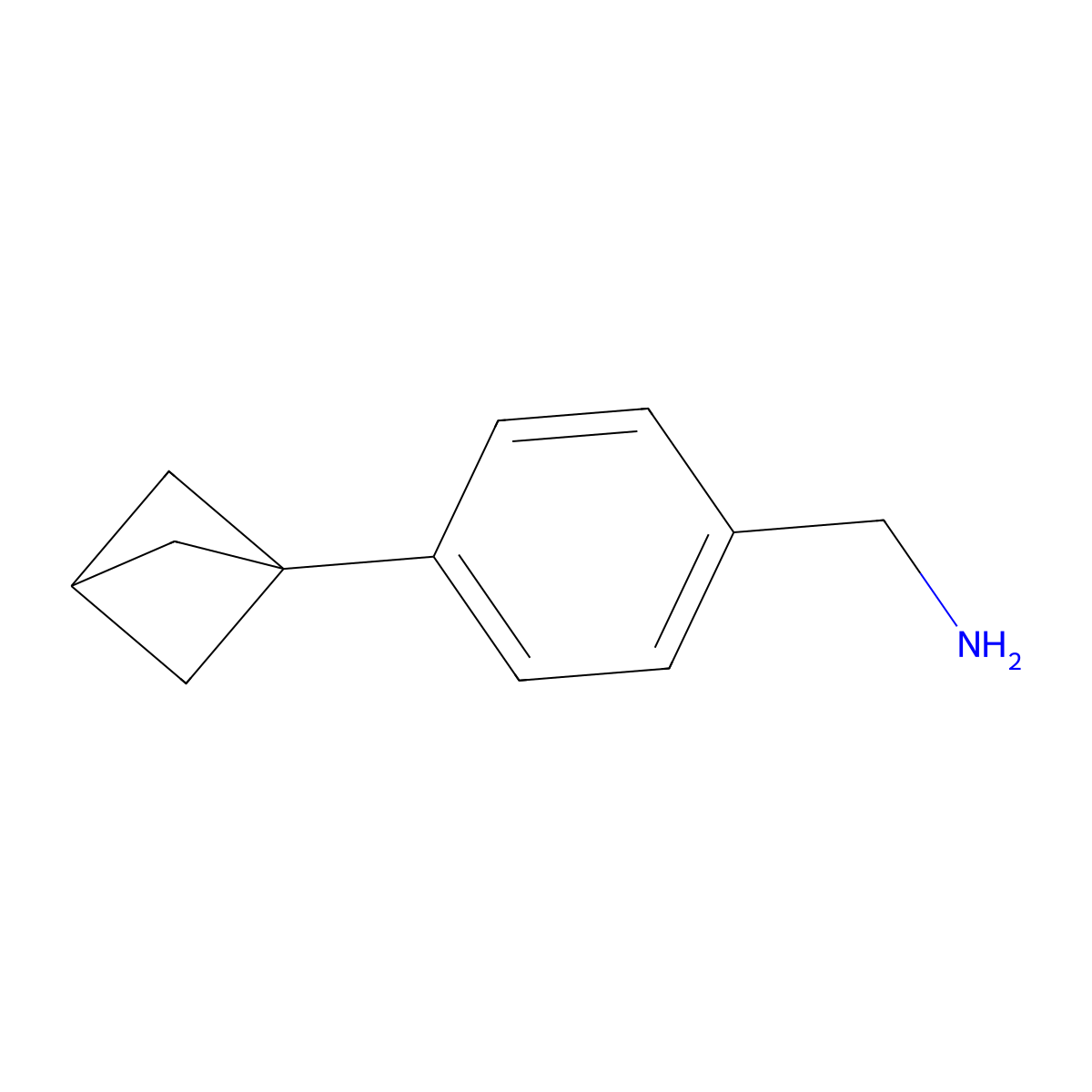 (4-(Bicyclo[1.1.1]pentan-1-yl)phenyl)methanamine molecular structure, CAS 1823872-21-4