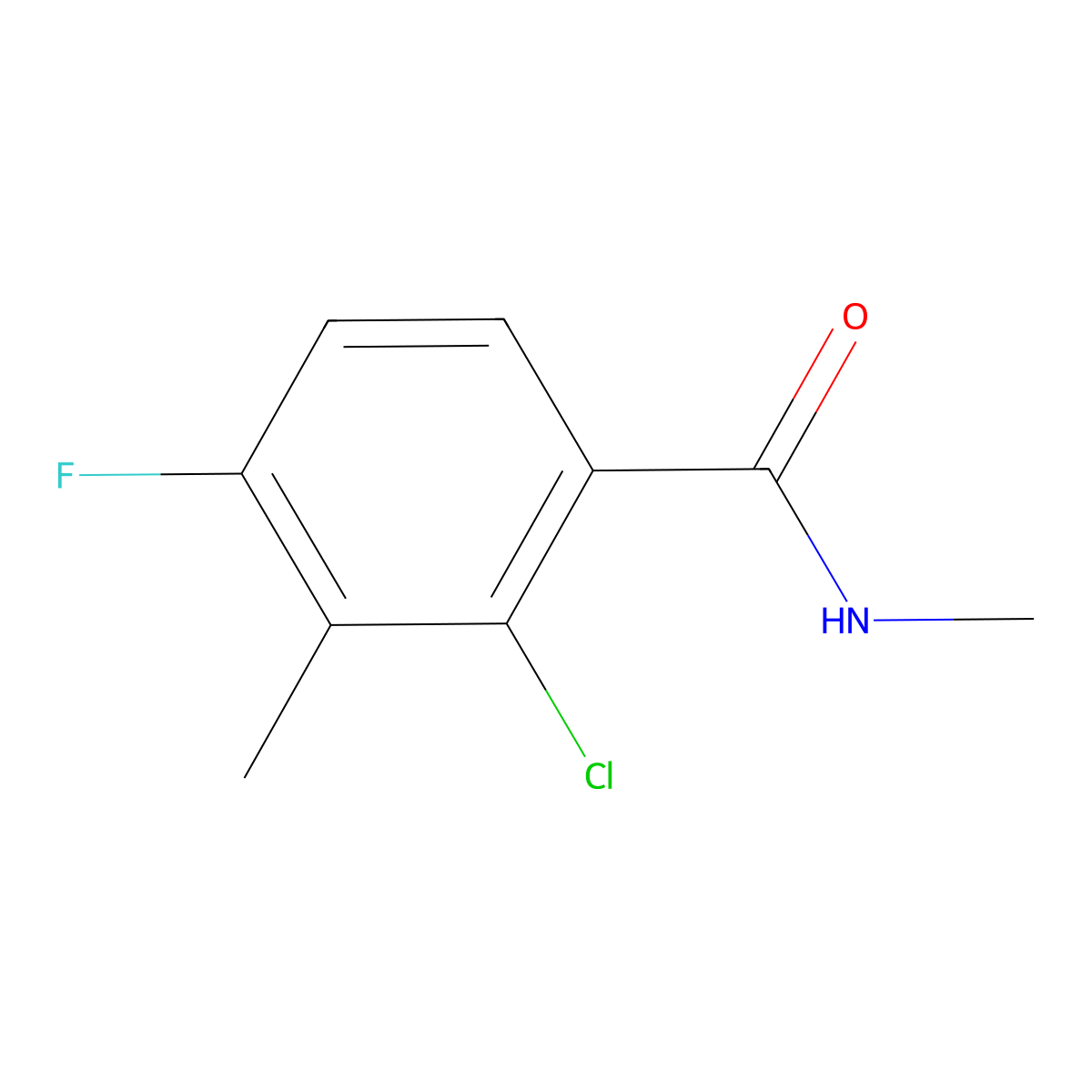 2-chloro-4-fluoro-N,3-dimethylbenzamide molecular structure, CAS 1823875-62-2
