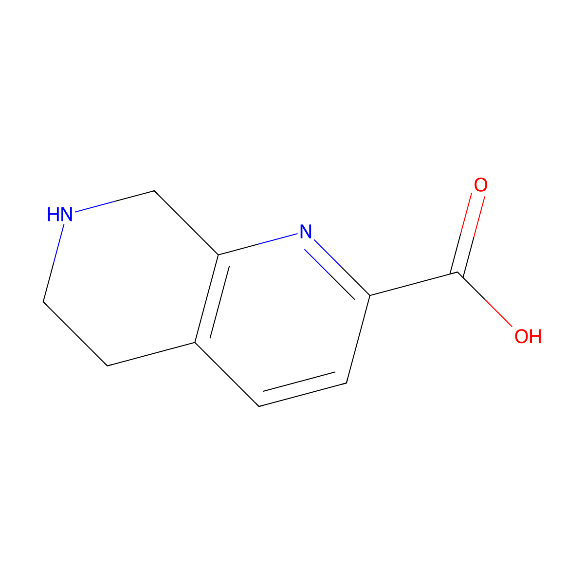 5,6,7,8-Tetrahydro-1,7-naphthyridine-2-carboxylic acid molecular structure, CAS 1823876-18-1