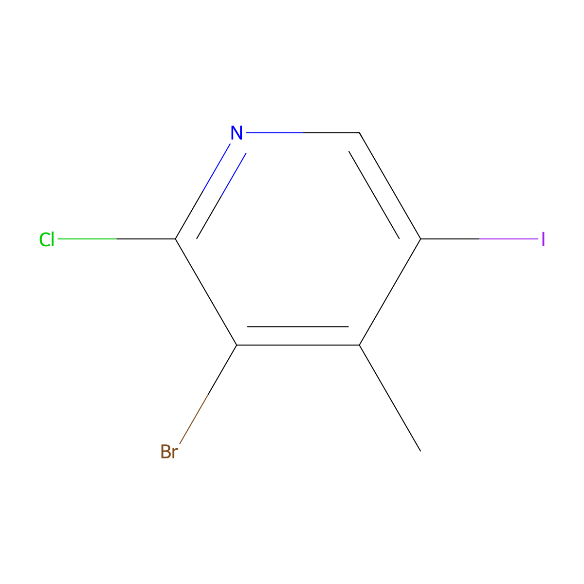 3-Bromo-2-chloro-5-iodo-4-methylpyridine molecular structure, CAS 1823879-19-1