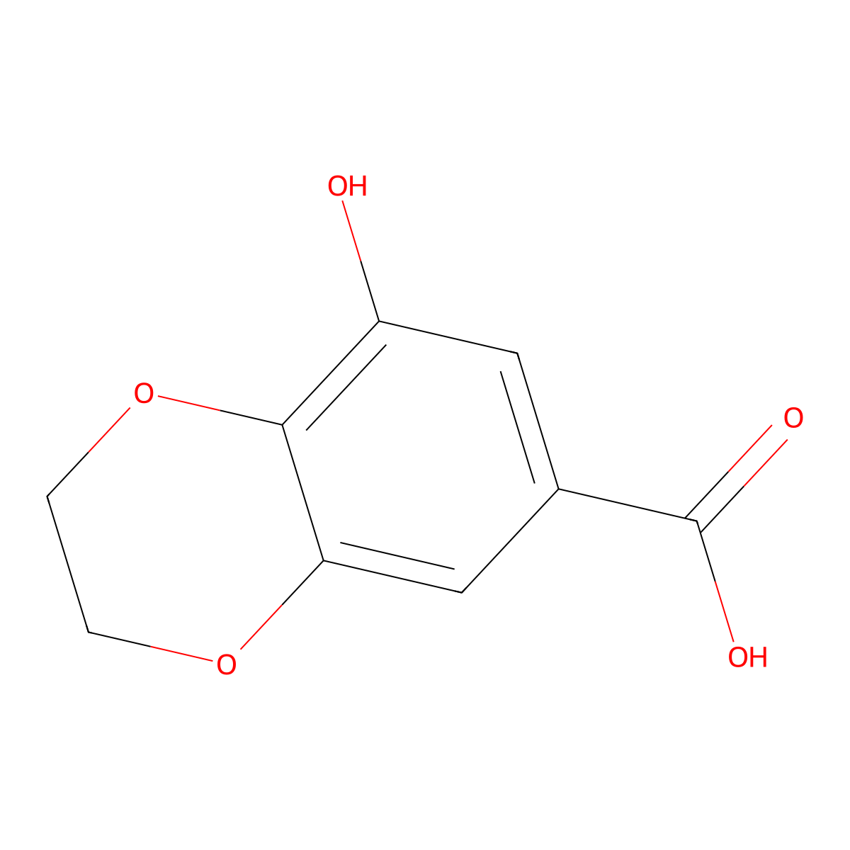 8-Hydroxy-2,3-dihydro-1,4-benzodioxine-6-carboxylic acid molecular structure, CAS 1823879-20-4