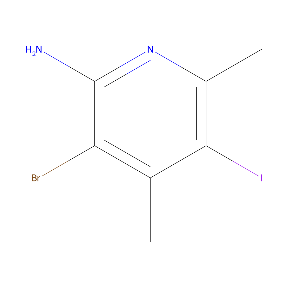 3-Bromo-5-iodo-4,6-dimethylpyridin-2-amine molecular structure, CAS 1823879-36-2