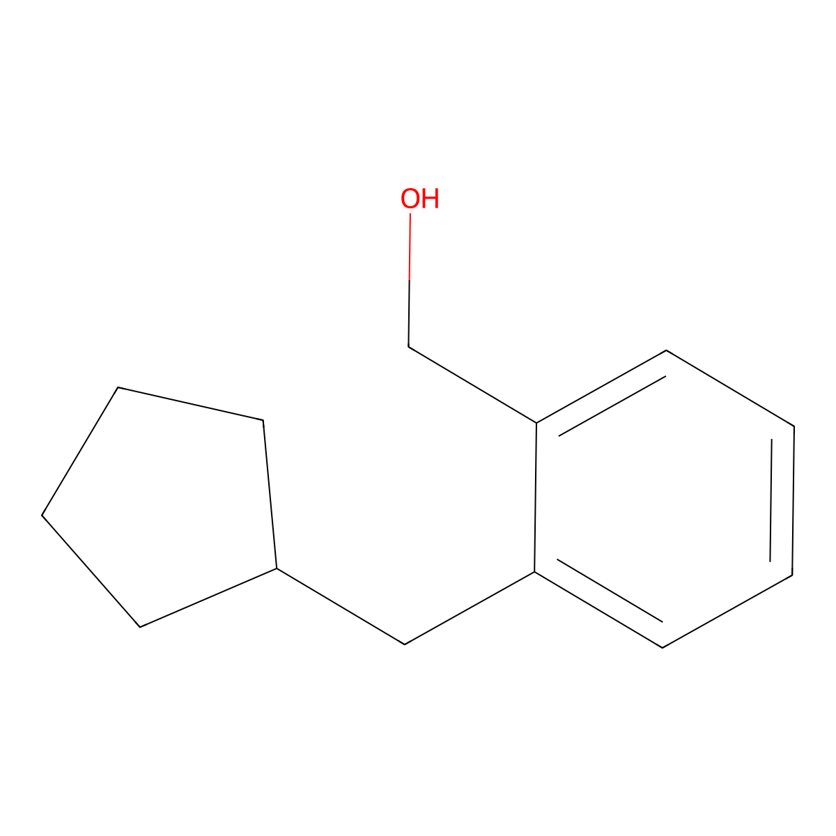 Benzenemethanol, 2-(cyclopentylmethyl)- molecular structure, CAS 1823879-37-3