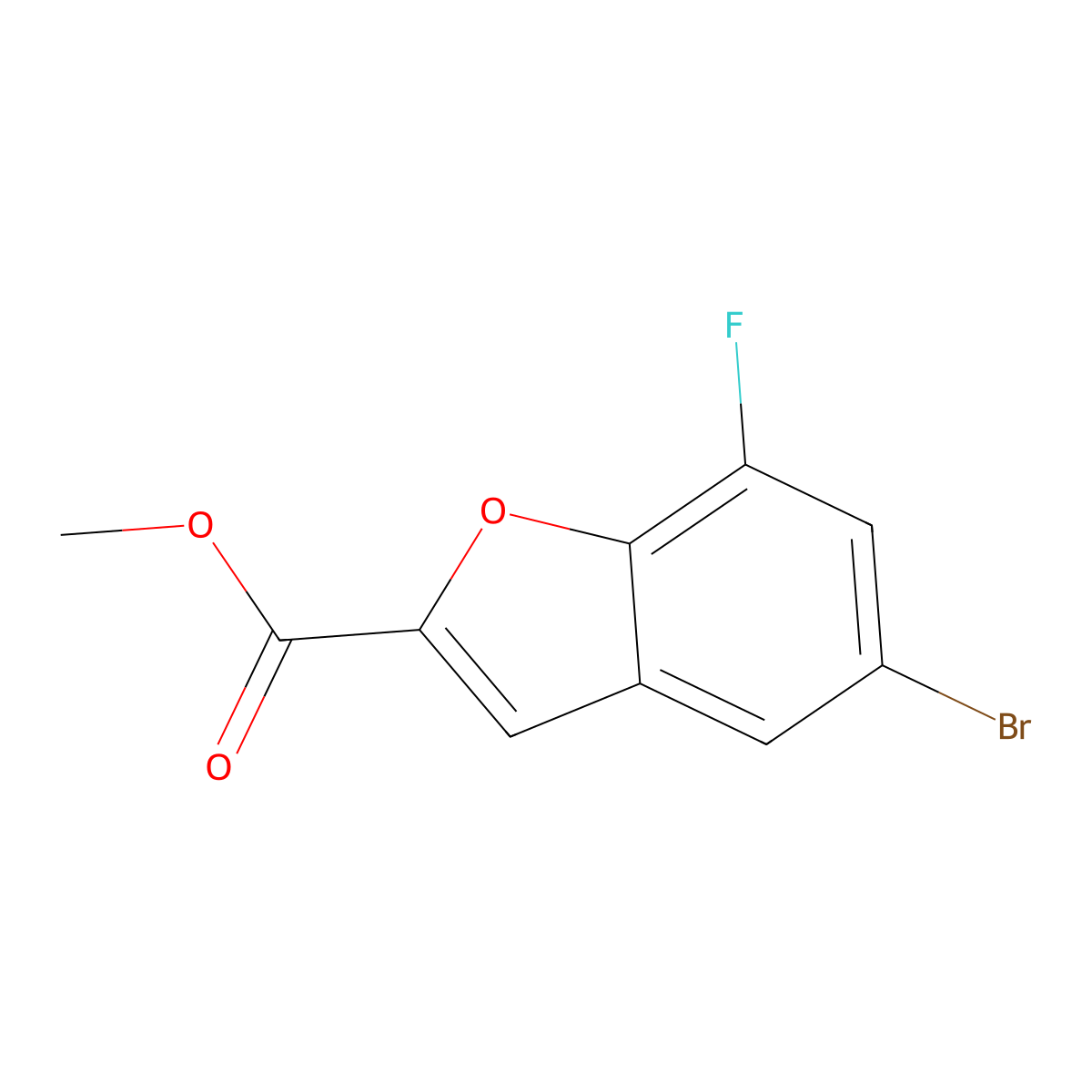 Methyl 5-bromo-7-fluoro-1-benzofuran-2-carboxylate molecular structure, CAS 1823879-59-9