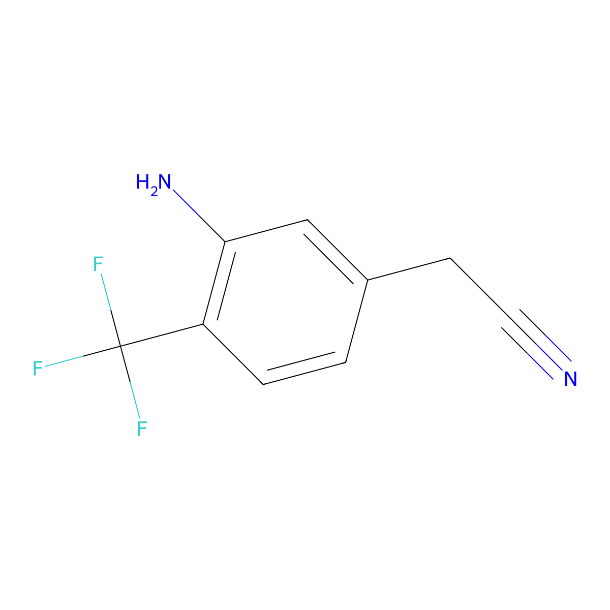 2-(3-Amino-4-(trifluoromethyl)phenyl)acetonitrile molecular structure, CAS 1823882-06-9