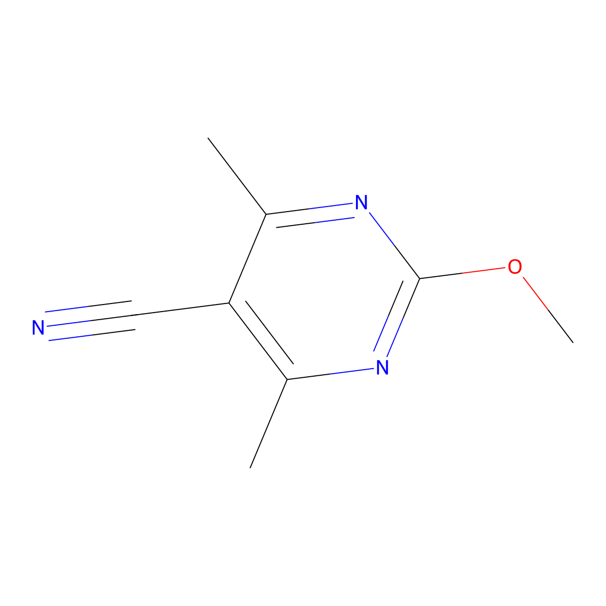 2-Methoxy-4,6-dimethylpyrimidine-5-carbonitrile molecular structure, CAS 1823882-20-7