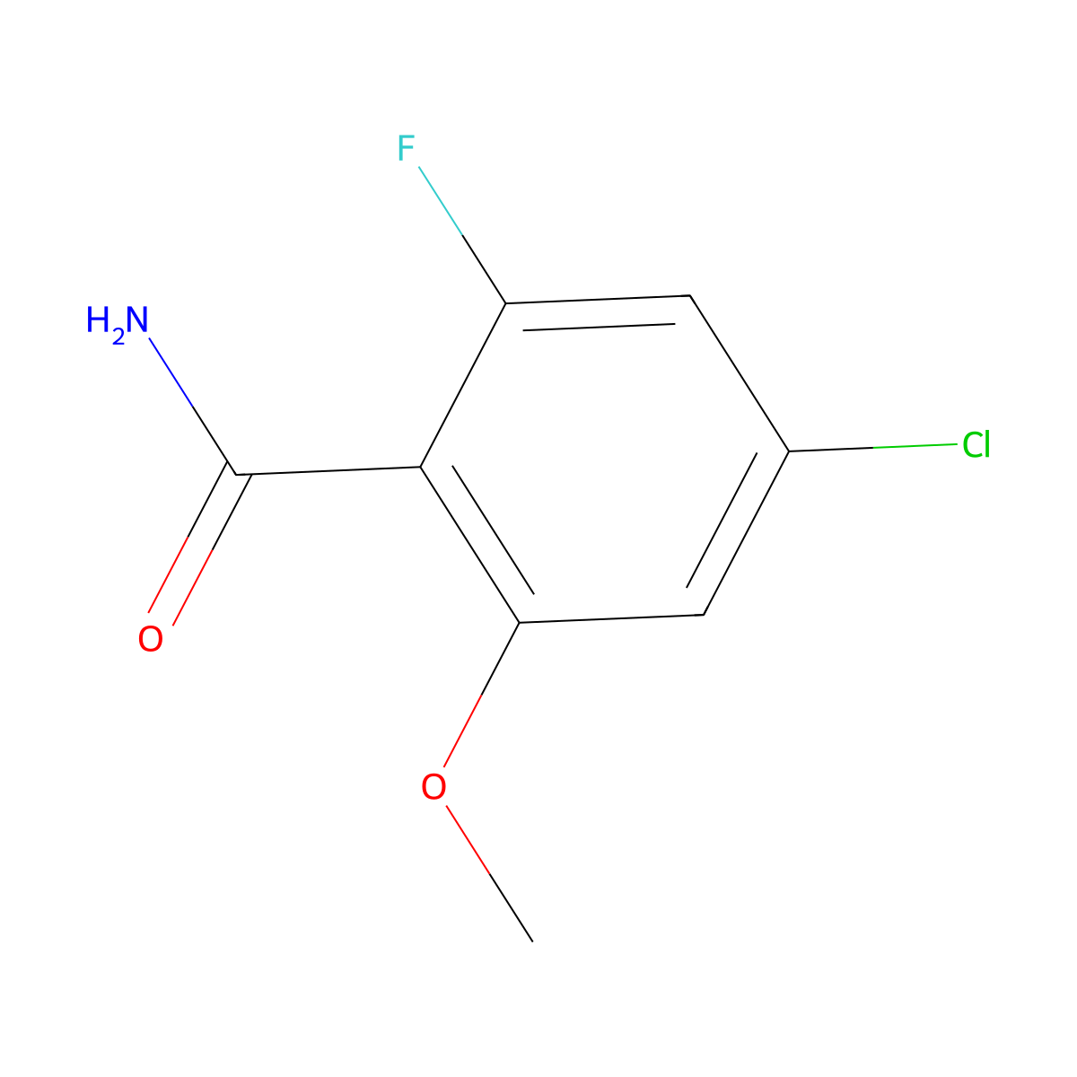 4-Chloro-2-fluoro-6-methoxybenzamide molecular structure, CAS 1823882-44-5