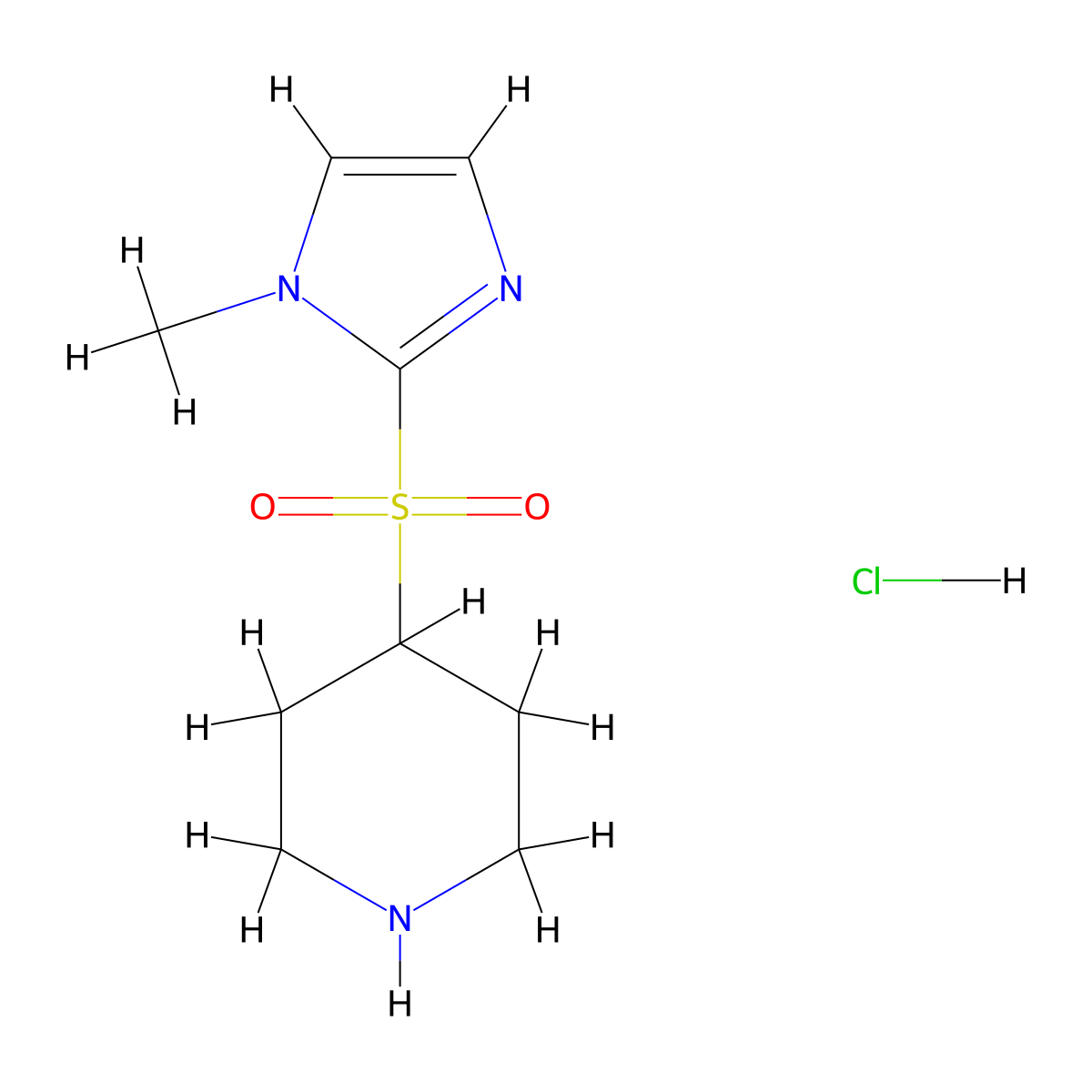4-[(1-methyl-1H-imidazol-2-yl)sulfonyl]piperidine hydrochloride molecular structure, CAS 1823885-32-0
